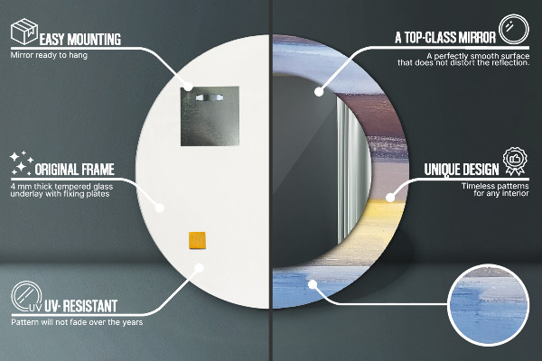 Rund spegel med tryck Abstrakt bild