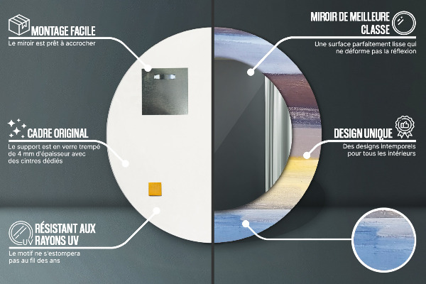 Rund spegel med tryck Abstrakt bild