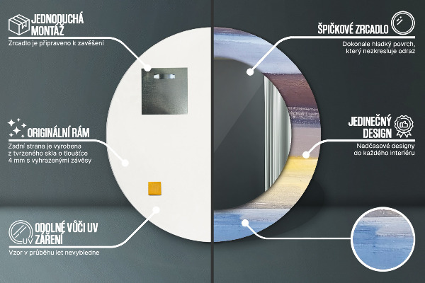Rund spegel med tryck Abstrakt bild
