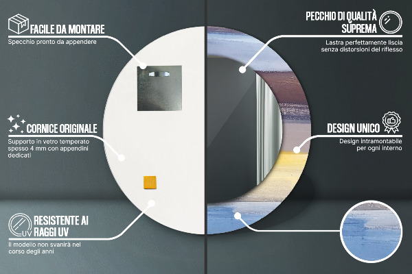 Rund spegel med tryck Abstrakt bild