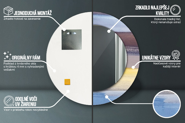 Rund spegel med tryck Abstrakt bild