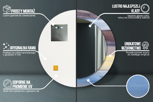 Rund spegel med tryck Abstrakt bild