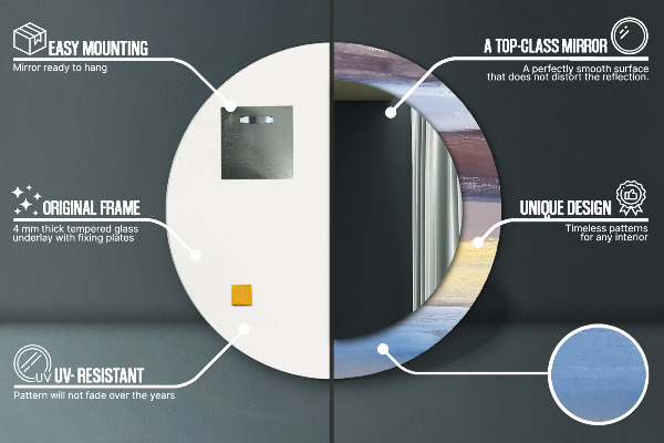 Rund spegel med tryck Abstrakt bild