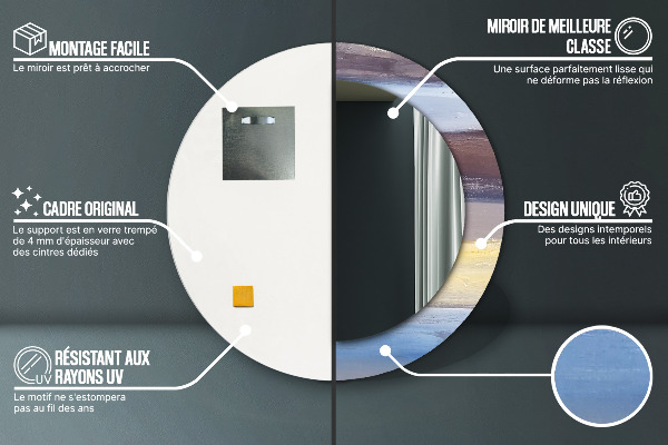 Rund spegel med tryck Abstrakt bild