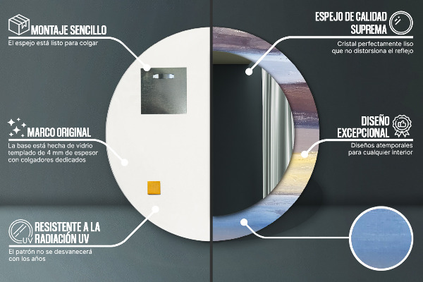 Rund spegel med tryck Abstrakt bild