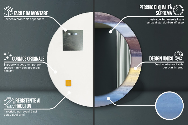 Rund spegel med tryck Abstrakt bild