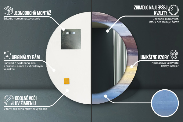 Rund spegel med tryck Abstrakt bild