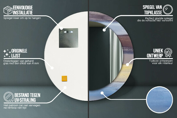 Rund spegel med tryck Abstrakt bild
