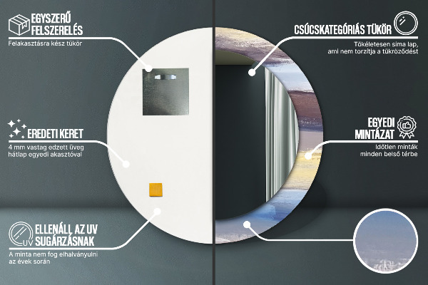Rund spegel med tryck Abstrakt bild