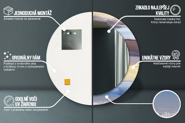 Rund spegel med tryck Abstrakt bild