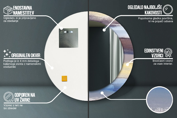 Rund spegel med tryck Abstrakt bild