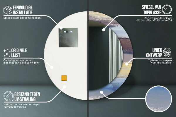 Rund spegel med tryck Abstrakt bild