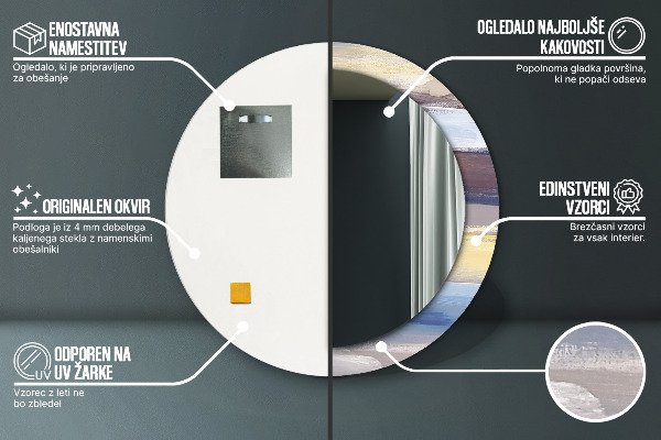 Rund spegel med tryck Abstrakt bild