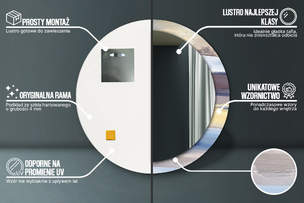 Rund spegel med tryck Abstrakt bild