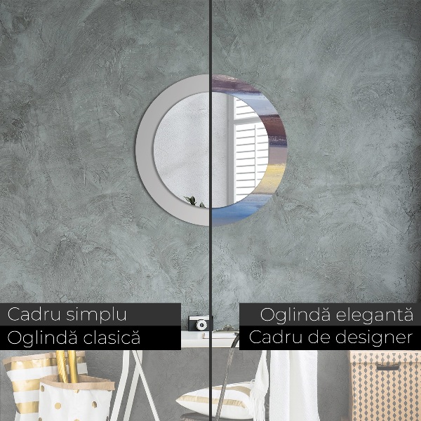 Rund spegel med tryck Abstrakt bild