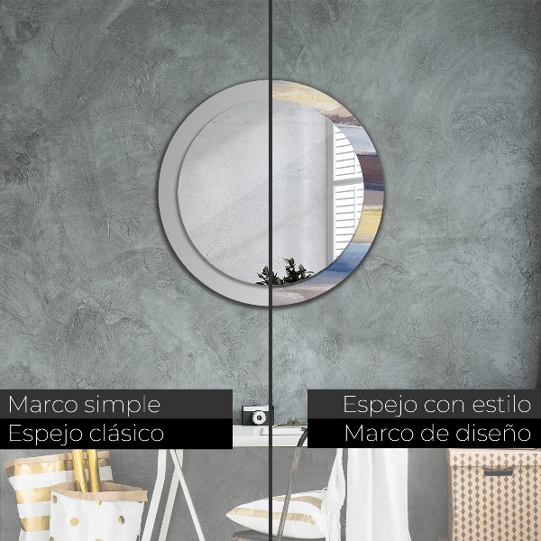 Rund spegel med tryck Abstrakt bild