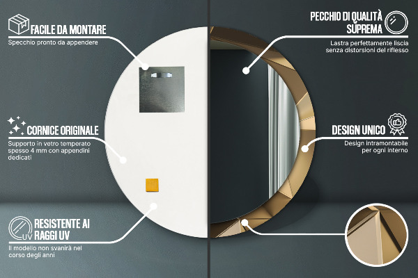Rund spegel med tryck Modern abstraktion