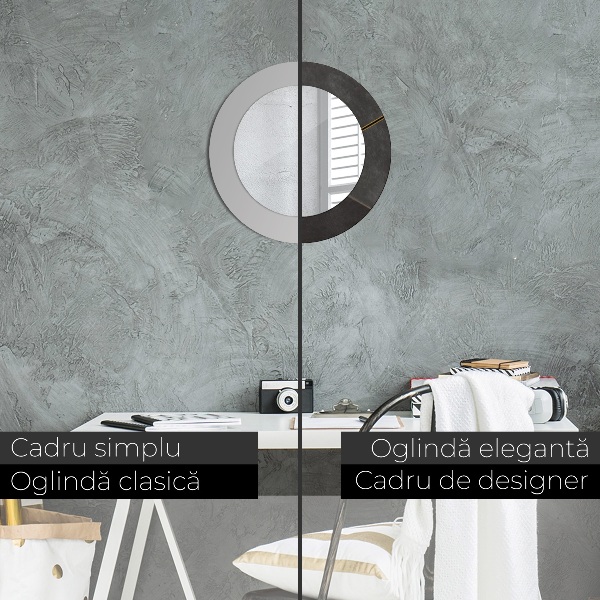 Rund spegel med tryck Grå trianglar