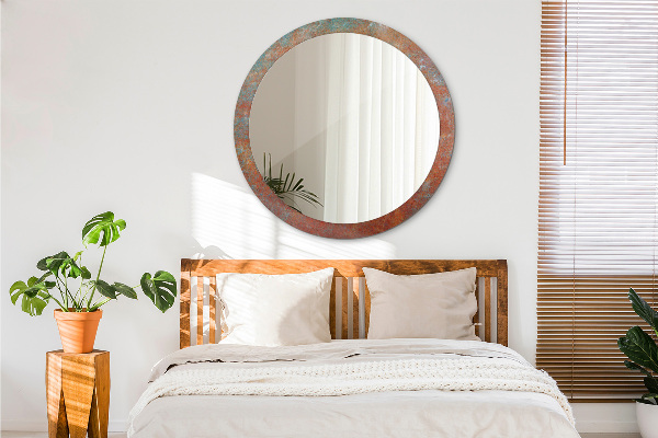 Rund spegel med tryck Rost metall