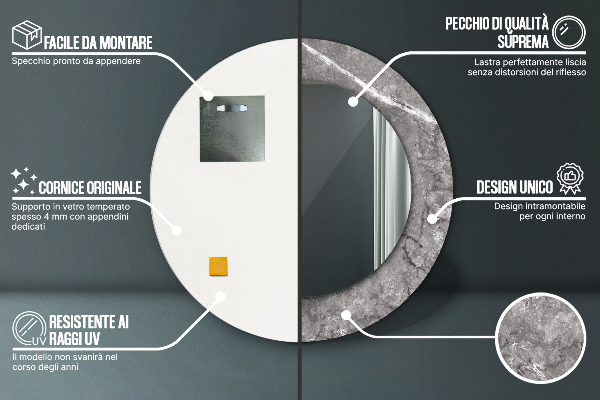 Rund spegel med tryck Rustik marmor