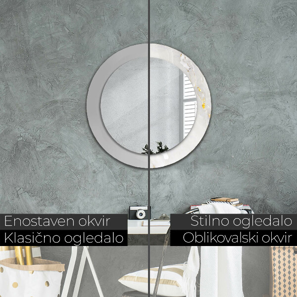 Rund spegel med tryck Glänsande marmor