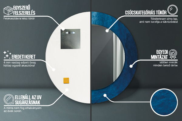 Rund spegel med tryck Abstrakt konst