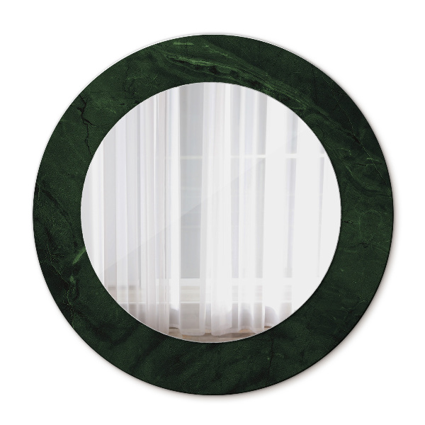 Rund spegel med tryck Grön marmor