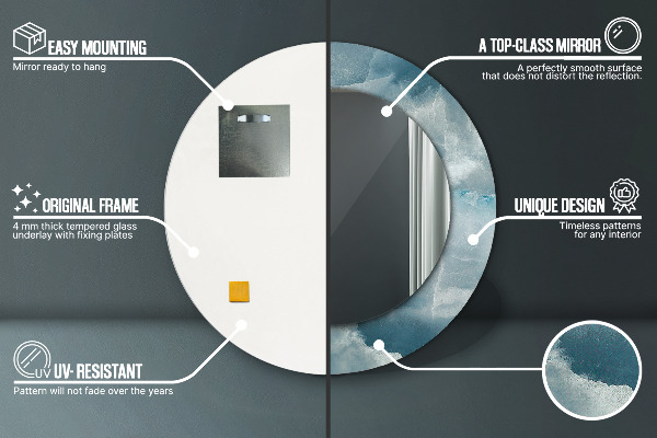 Rund spegel med tryck Blå onyxmarmor