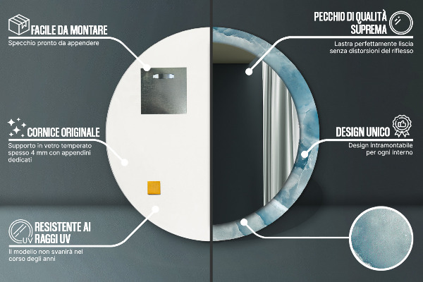 Rund spegel med tryck Blå onyxmarmor