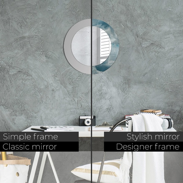 Rund spegel med tryck Blå onyxmarmor