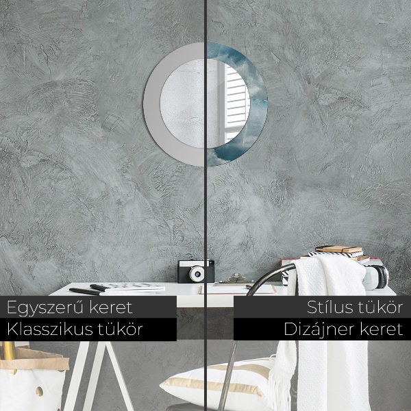 Rund spegel med tryck Blå onyxmarmor