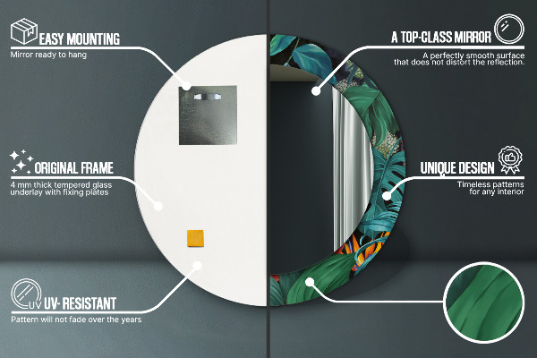 Rund spegel med tryck Skog i djungeln