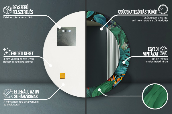 Rund spegel med tryck Skog i djungeln