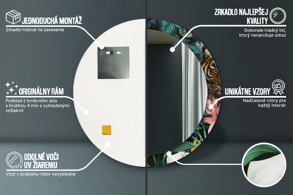 Rund spegel med tryck Skog i djungeln