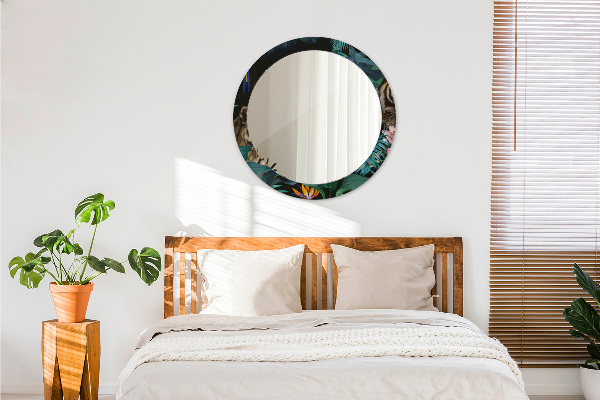 Rund spegel med tryck Skog i djungeln