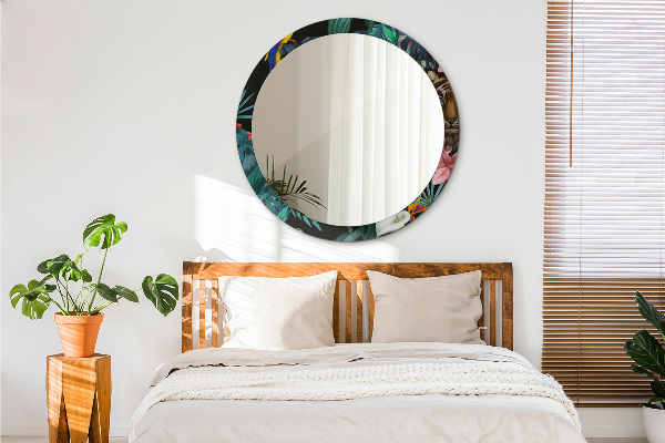 Rund spegel med tryck Skog i djungeln