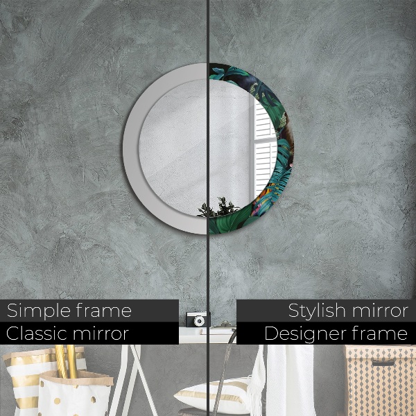 Rund spegel med tryck Skog i djungeln