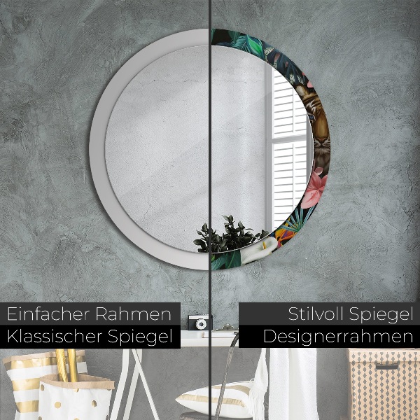 Rund spegel med tryck Skog i djungeln