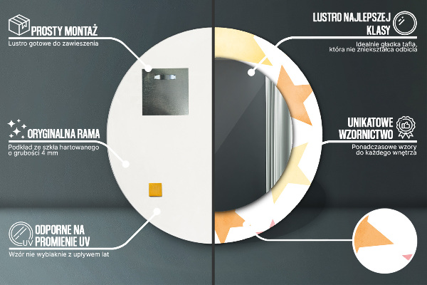 Rund spegel med tryck Pastellstjärnor
