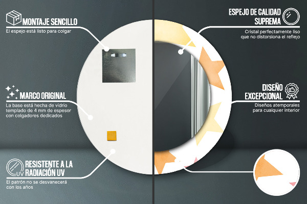 Rund spegel med tryck Pastellstjärnor
