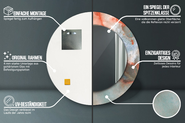 Rund spegel med tryck Onyxkulor