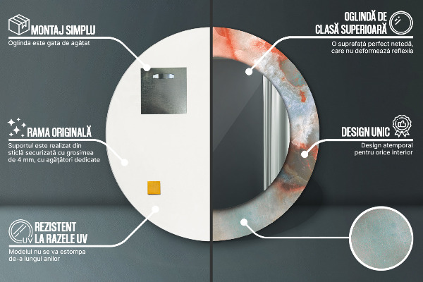 Rund spegel med tryck Onyxkulor