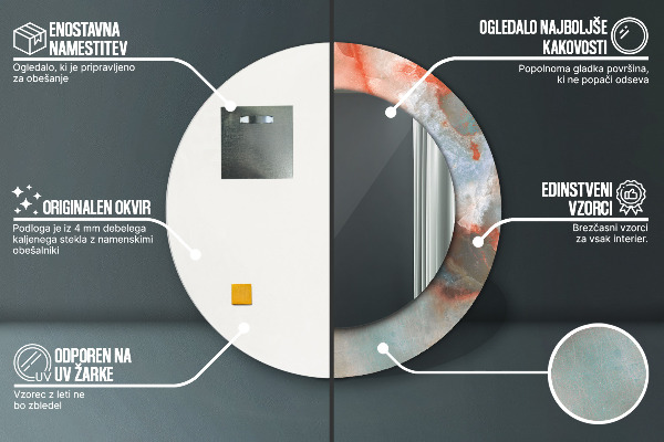 Rund spegel med tryck Onyxkulor