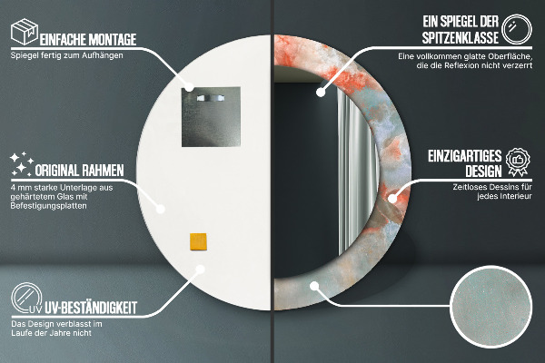 Rund spegel med tryck Onyxkulor