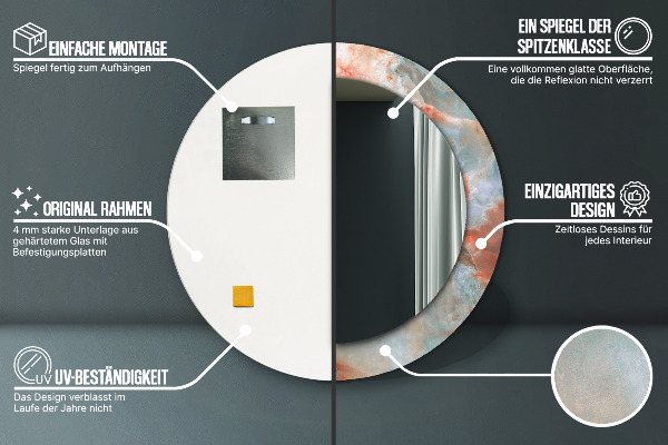 Rund spegel med tryck Onyxkulor