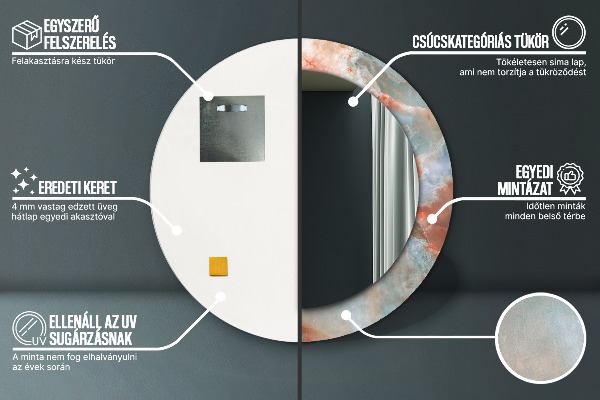 Rund spegel med tryck Onyxkulor