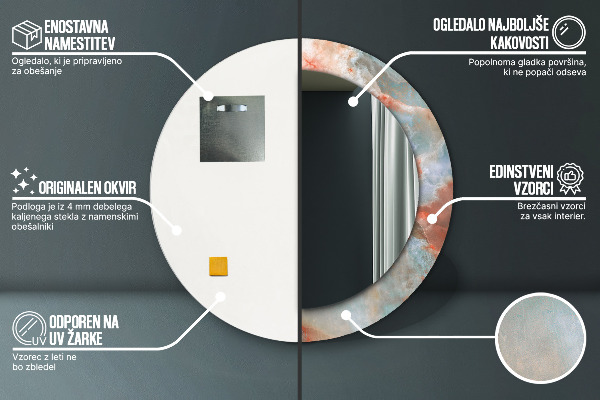 Rund spegel med tryck Onyxkulor