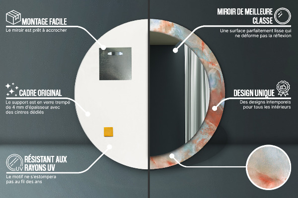 Rund spegel med tryck Onyxkulor