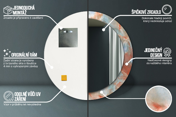 Rund spegel med tryck Onyxkulor