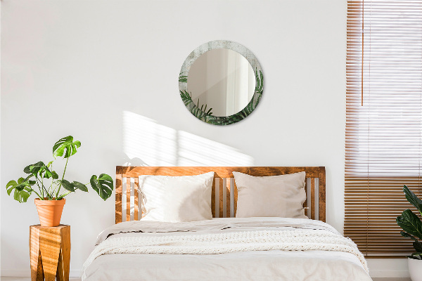 Rund spegel med tryck Ormbunksblad